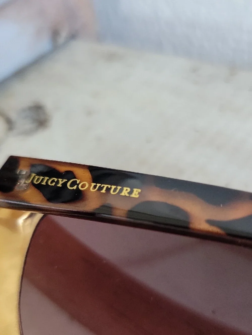 Juicy Couture Tortoise Cat Eye Sunglasses with Gold Temples Rhinestones